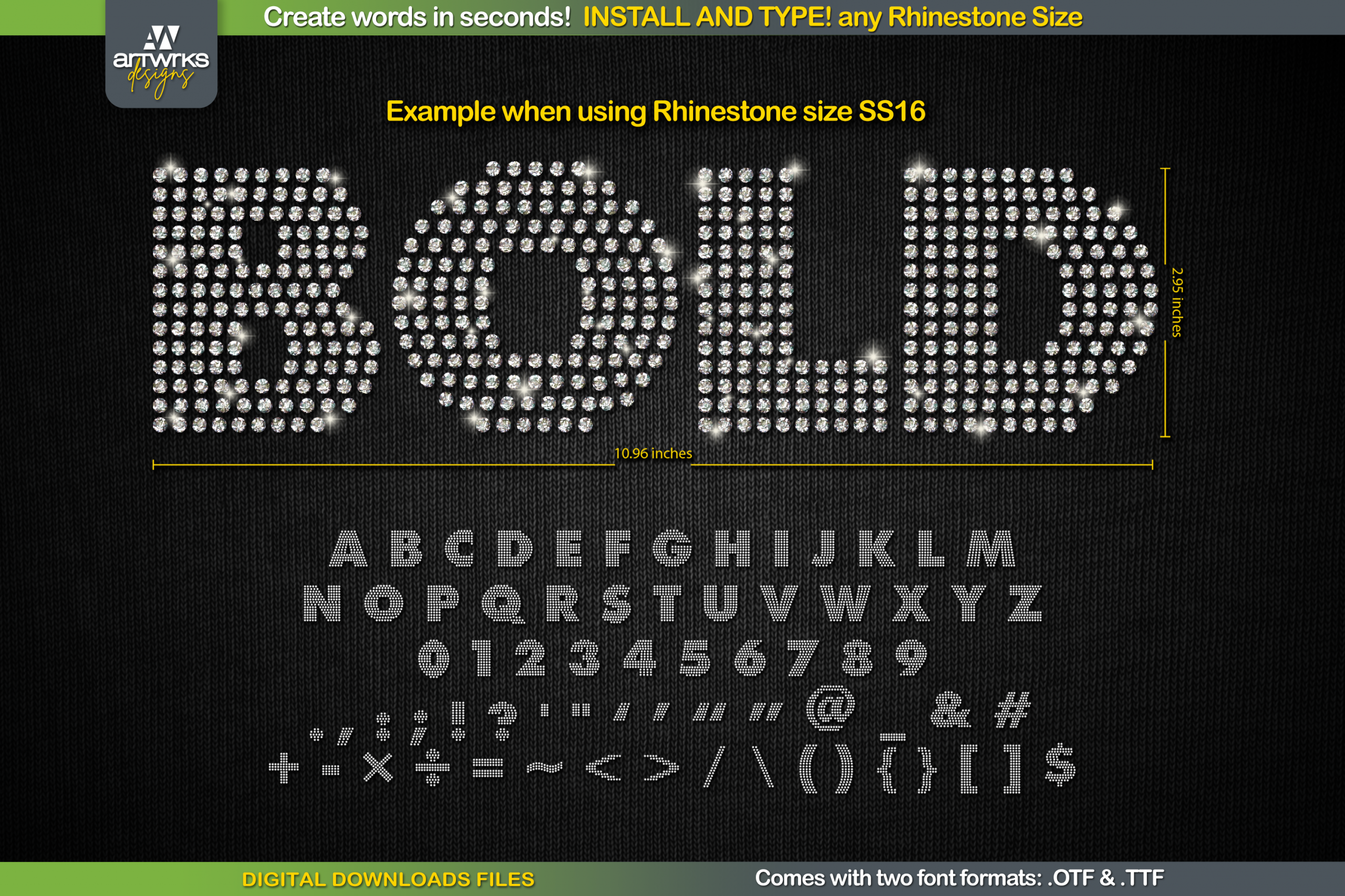 RS04 现代 DIY 水钻 TTF 模板字体