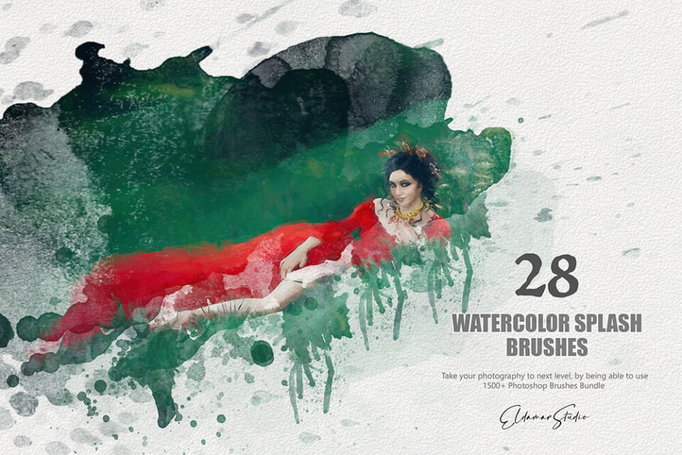 28个水彩飞溅ps笔刷素材 (abr)