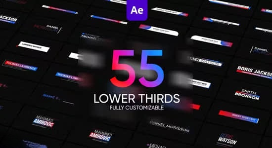AE/PR模板-55组现代时尚文字标题字幕条动画 Lower Thirds