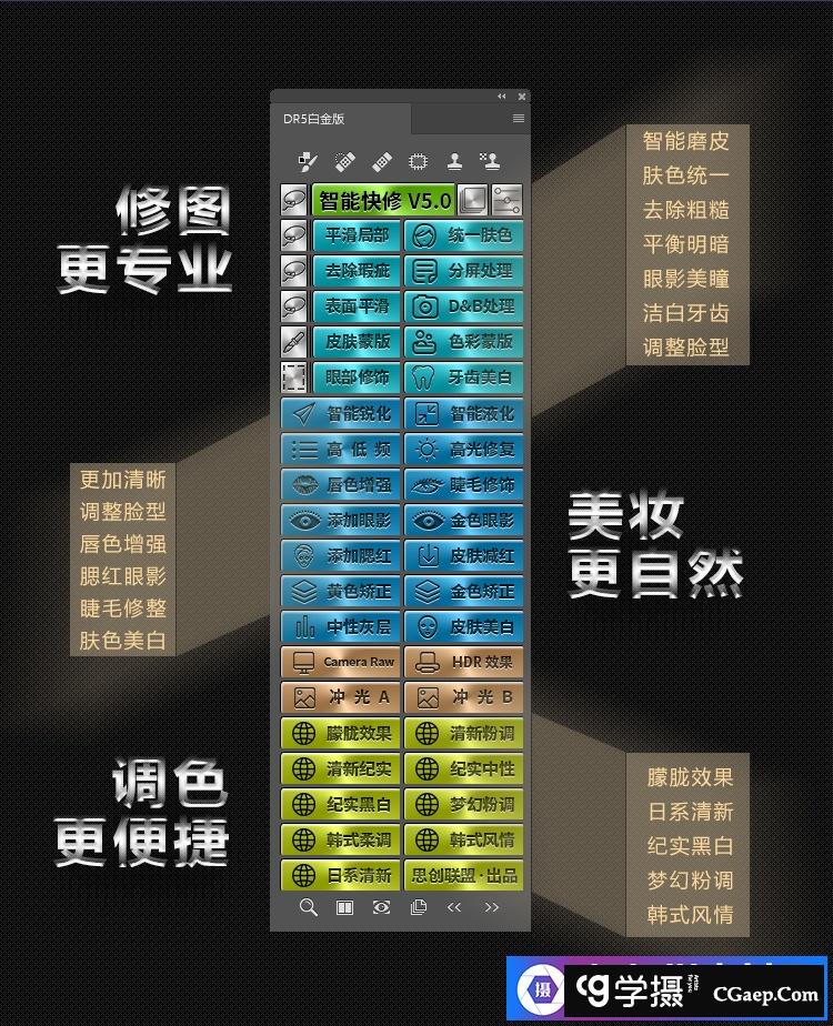 PS磨皮插件一键磨皮插件DR5白金版win/mac