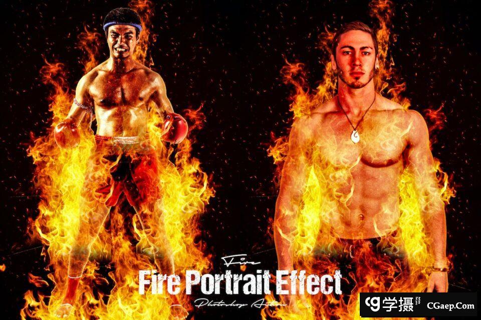 震撼的逼真质感火焰着火动感运动爆炸效果photoshop动作预设