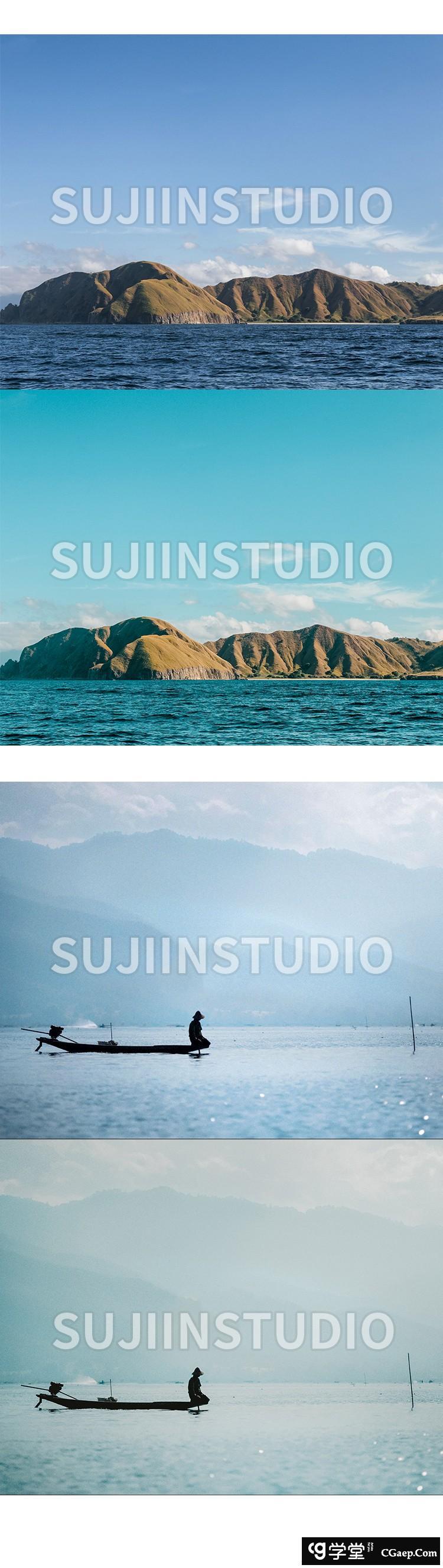 青色系清新海景滤镜Lightroom预设及视频调色LUT预设