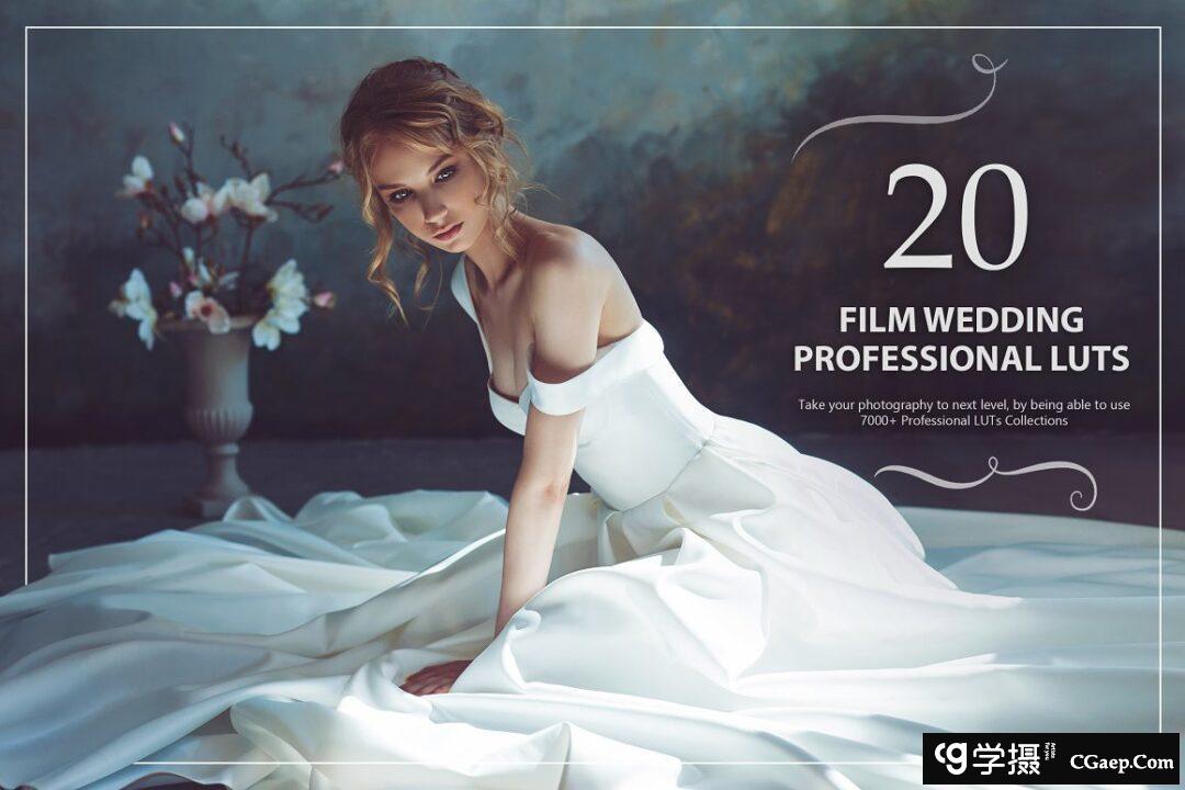 20电影胶片婚礼颜色分级LUT预设包 20 Film Wedding LUTs Pack