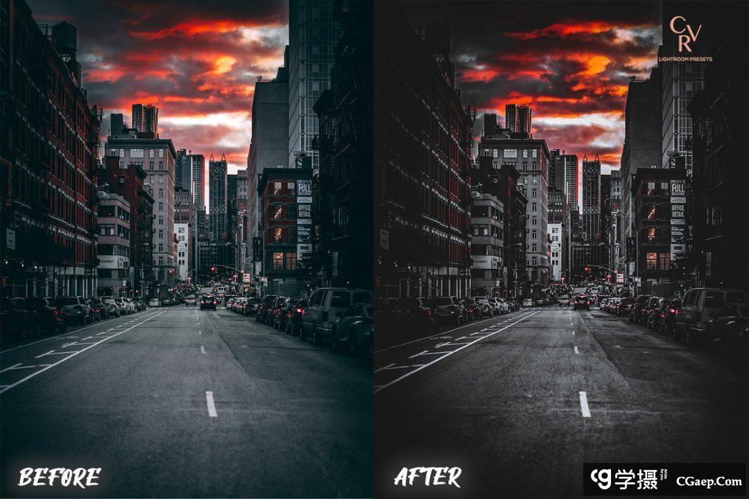 高端黑金橙色工业风城市街拍Lightroom预设 Black Orange Lightroom Presets