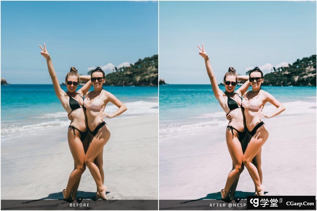 马尔代夫旅拍蓝调胶片人像后期调色Lightroom预设 Lightroom Presets Maldives Blue