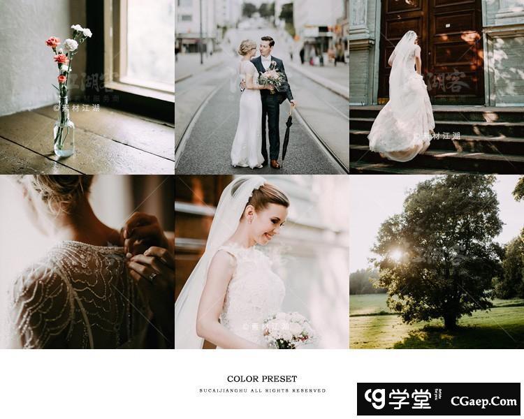 明亮电影婚礼人像LR预设和婚礼视频后期调色LUT预设