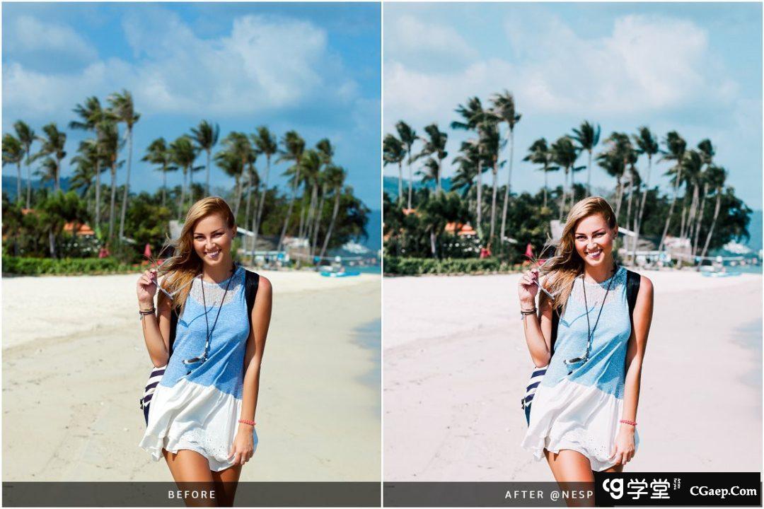 马尔代夫旅拍蓝调胶片人像后期调色Lightroom预设 Lightroom Presets Maldives Blue