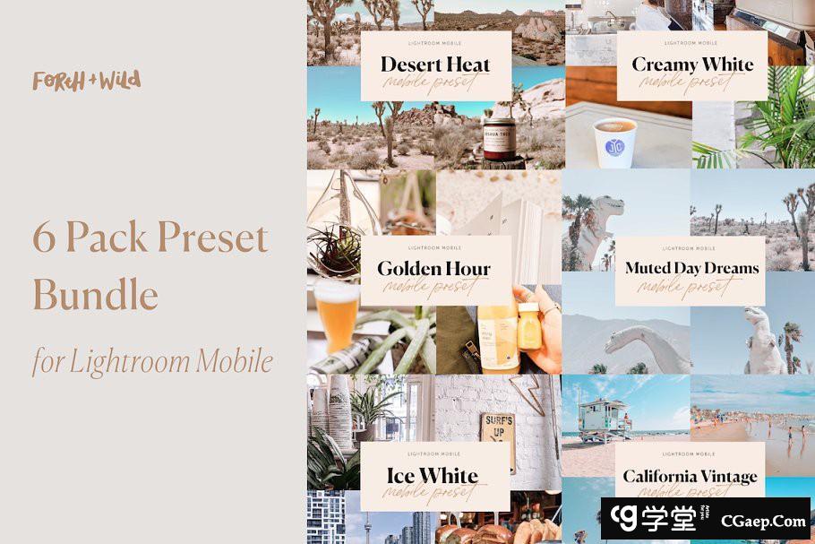 设计师Forth and Wild六套手机版LR预设合集 6 Pack Lightroom Preset Bundle