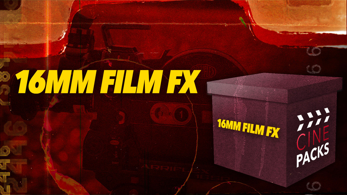 复古美学电影帧16mm柯达胶片烧录纹理叠加层过渡+音效资产素材包 16MM FILM FX – CINEPACKS