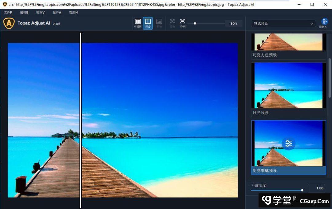 Topaz Adjust AI 1.0.6汉化版|AI人工智能HDR滤镜 Topaz Adjust AI 中文破解版