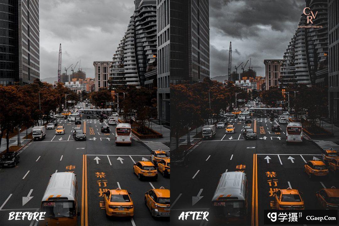 高端黑金橙色工业风城市街拍Lightroom预设 Black Orange Lightroom Presets