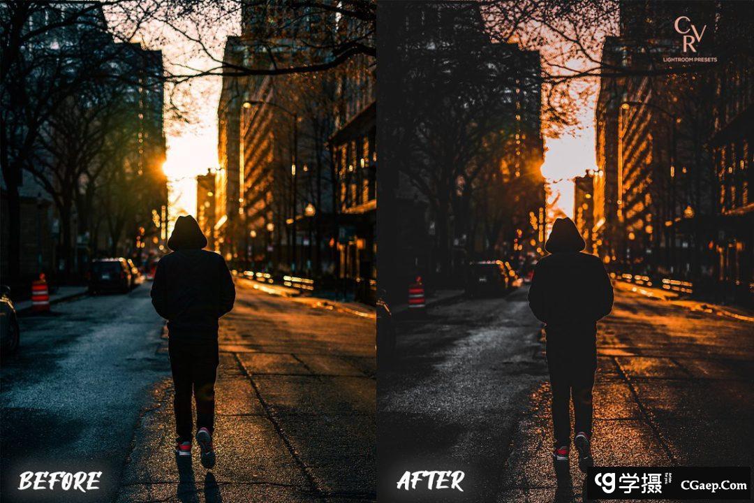 高端黑金橙色工业风城市街拍Lightroom预设 Black Orange Lightroom Presets
