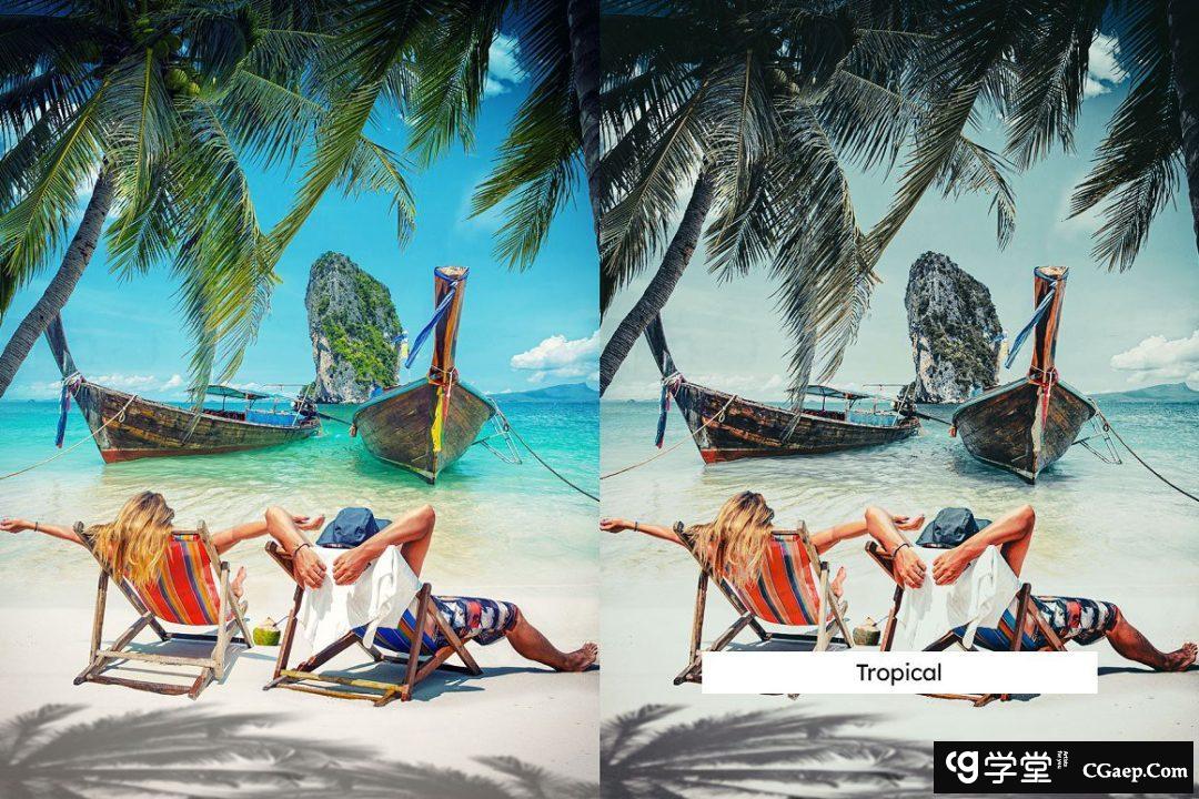 7a4e4a7ac8e08020a130c203e917894e 卡芭娜海景风光旅拍人像后期调色Lightroom预设及视频Vlog后期调色LUT预设