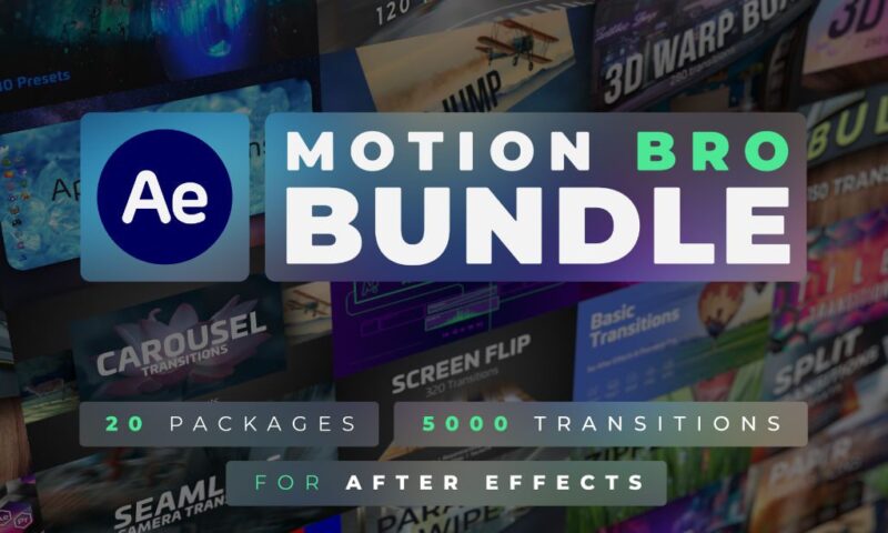 Motion Bro Bundle for After Effects – 5000 Transitions AE模版转场音效包