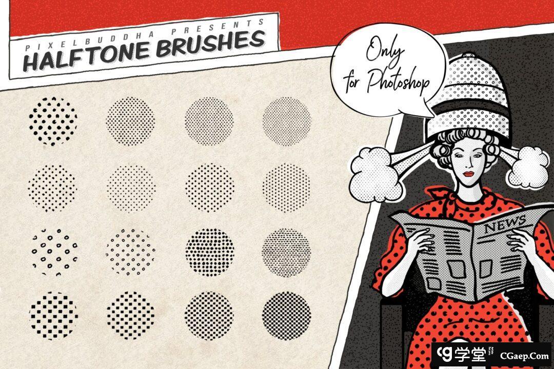 点和正方形半色调Photoshop画笔笔刷（ABR）