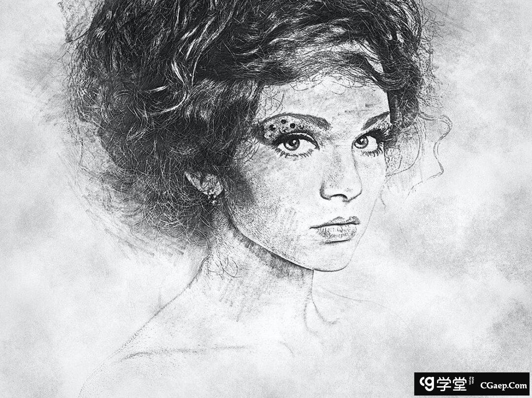 炭笔粉笔素描动作下载photoshop画笔（abr）