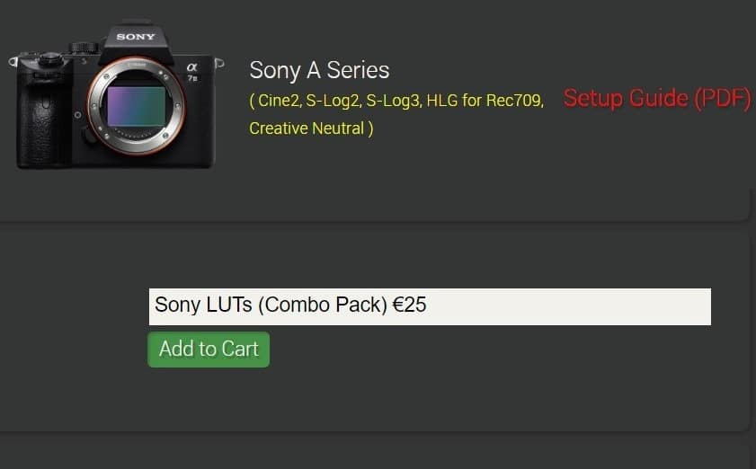 Leeming LUT Pro for Sony A Series (Combo Pack)