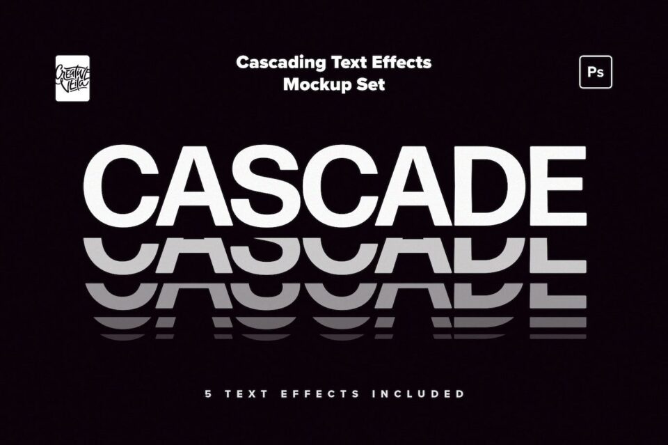 ?级联失真文本效果模型图层样式-PSD