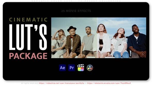 Cinematic Color Luts 25 个电影色彩Luts预设合集适用于 DJI Mavic Pro 3专业彩色电影 LUTrec709 色彩Preset Collection