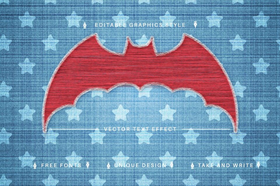 超级刺绣可编辑文本效果，字体样式 (AI,EPS)