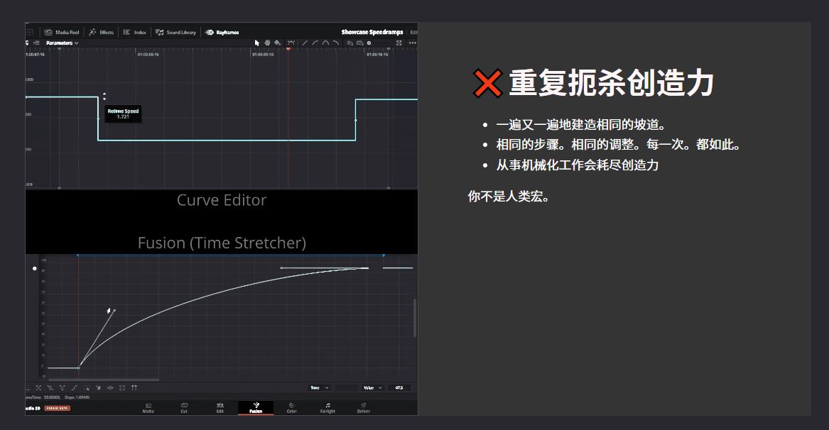 达芬奇插件预设：一键实现视频变速、波浪、加速、减速与回旋镖效果 CarVinci – Ultra Speedramping Plugin V2插图3