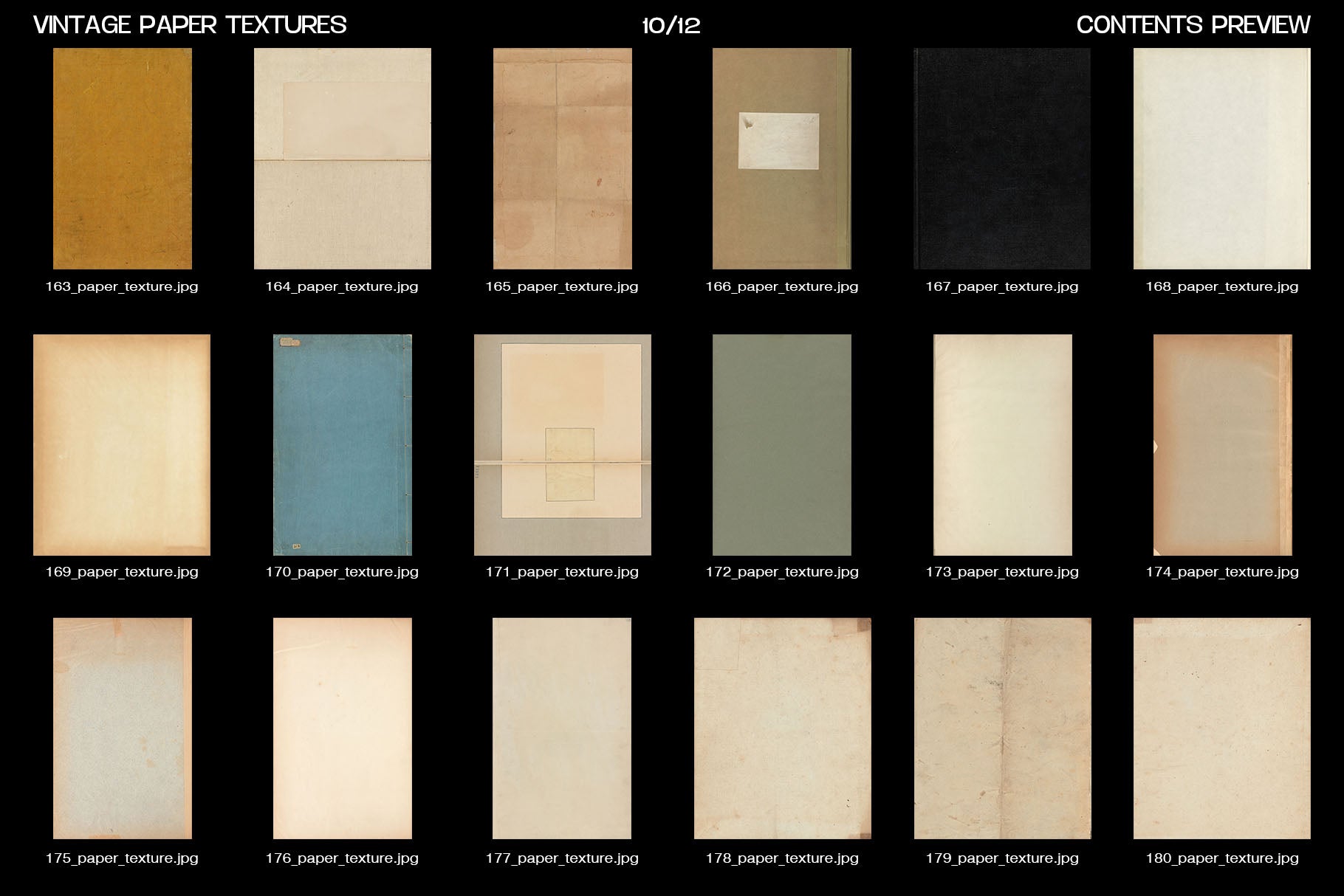 Studio2am 复古纸张纹理合集 200张高分辨率JPG设计素材包 含PSD模板与PDF Vintage Paper Textures