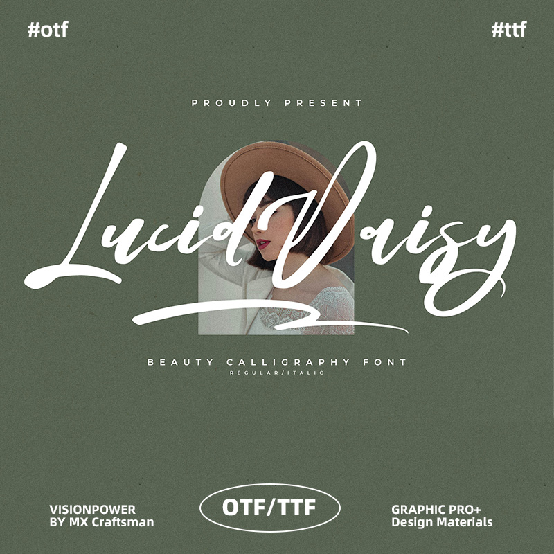 Lucid Daisy可爱优雅手写字体 美妆书法风格字体包otf/ttf