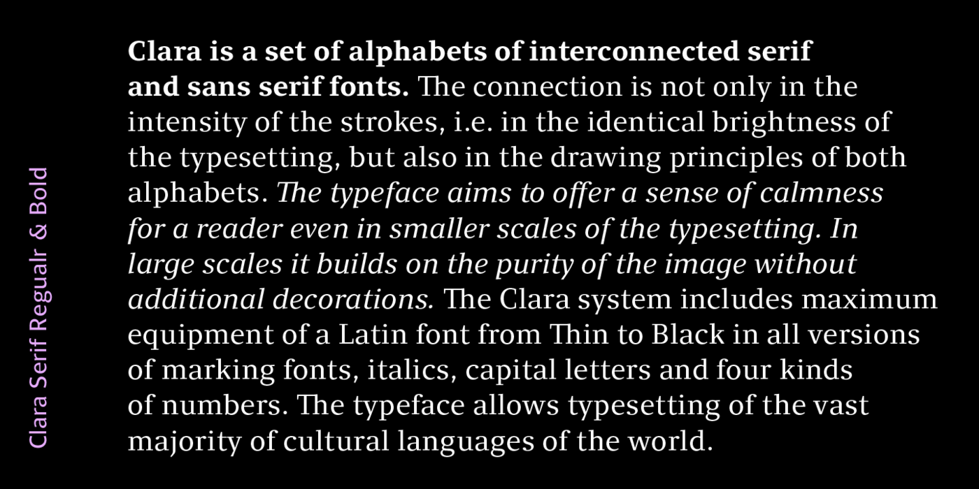 Clara Sans Serif字体家族30款OTF 商业设计多语言排版衬线无衬线组合字体库