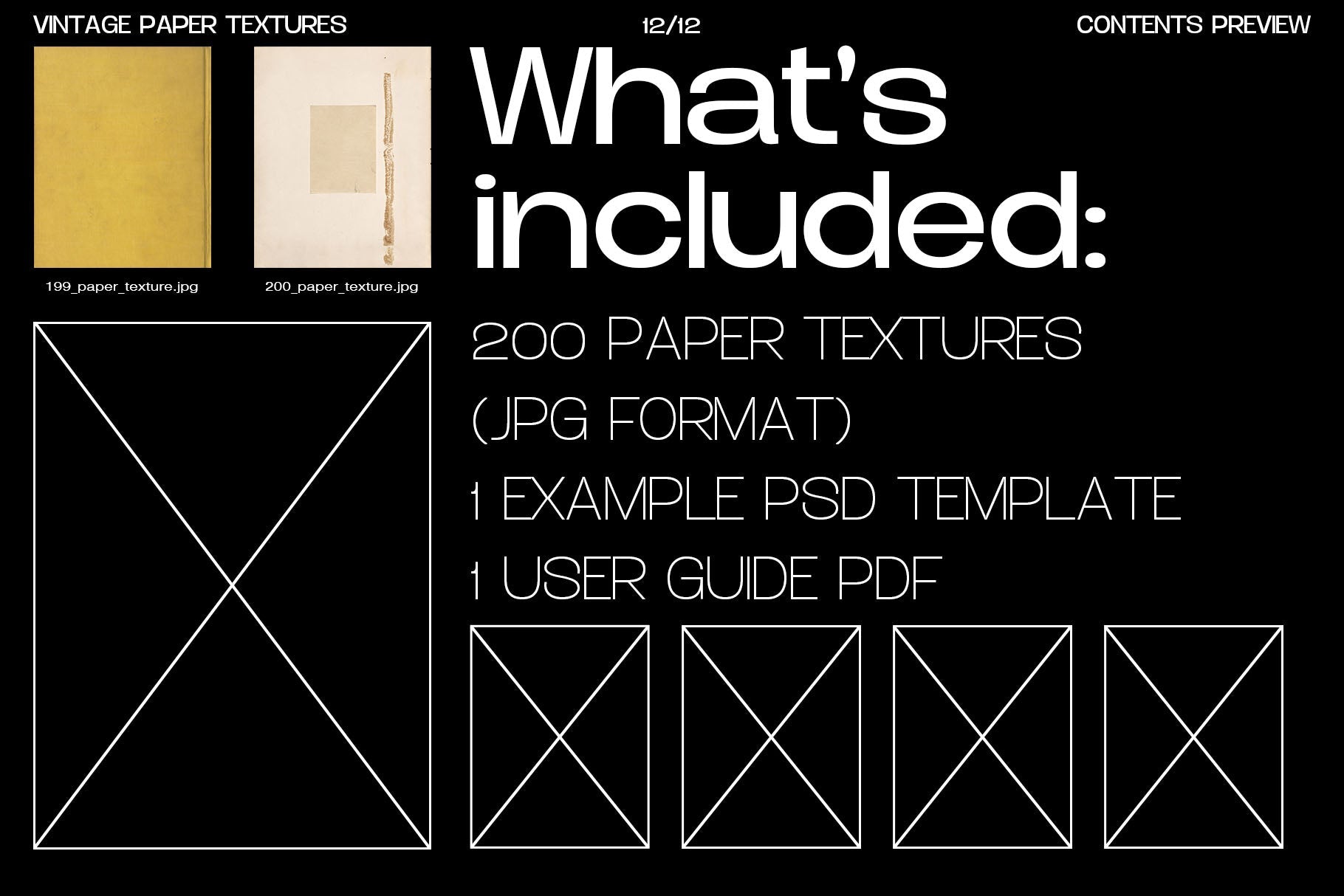 Studio2am 复古纸张纹理合集 200张高分辨率JPG设计素材包 含PSD模板与PDF Vintage Paper Textures