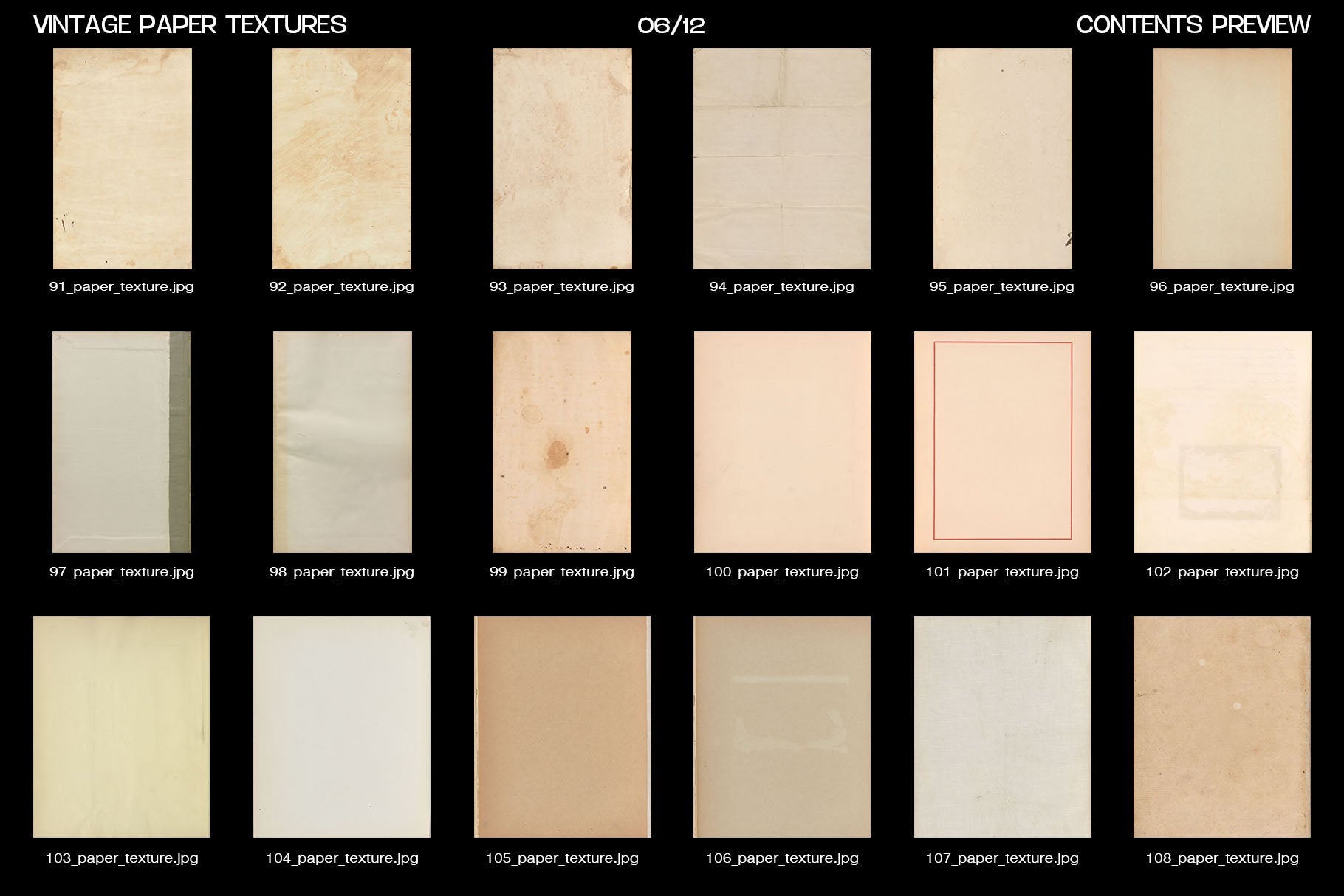 Studio2am 复古纸张纹理合集 200张高分辨率JPG设计素材包 含PSD模板与PDF Vintage Paper Textures