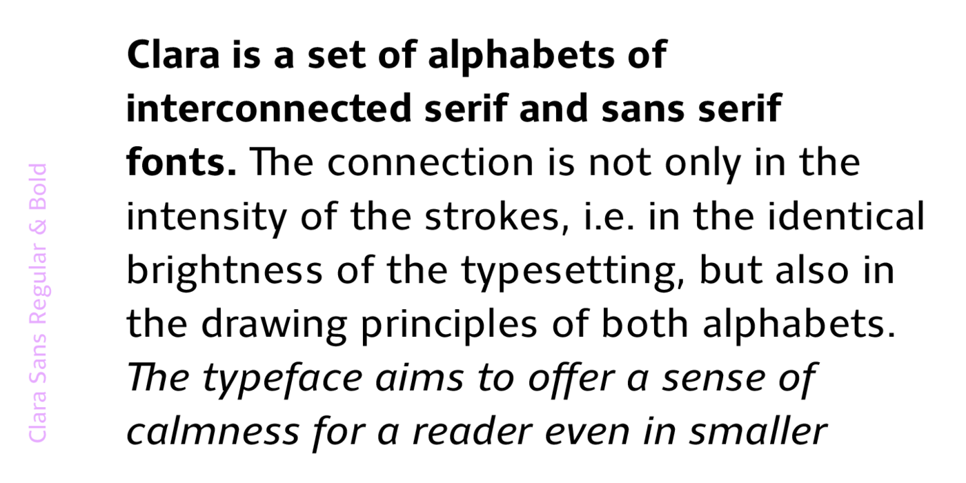 Clara Sans Serif字体家族30款OTF 商业设计多语言排版衬线无衬线组合字体库