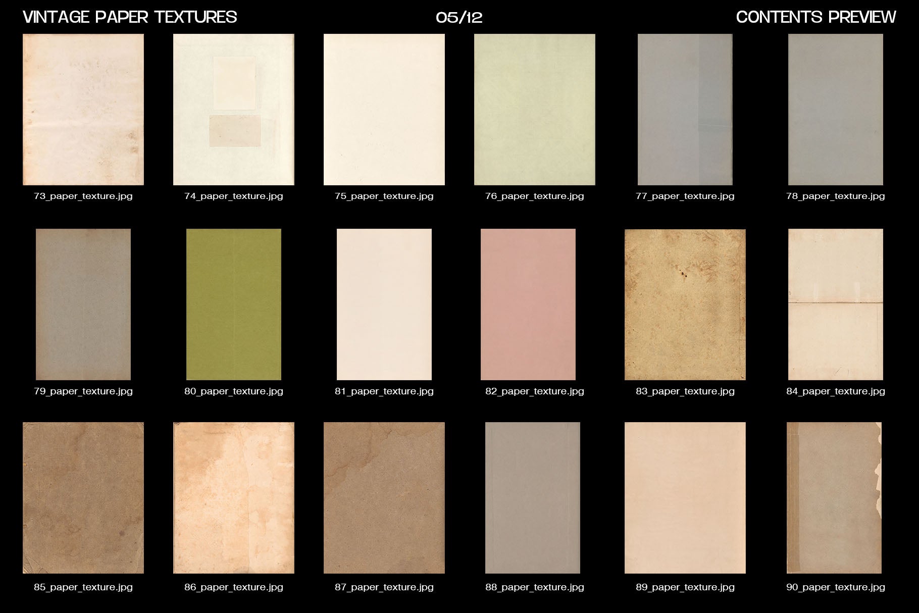 Studio2am 复古纸张纹理合集 200张高分辨率JPG设计素材包 含PSD模板与PDF Vintage Paper Textures