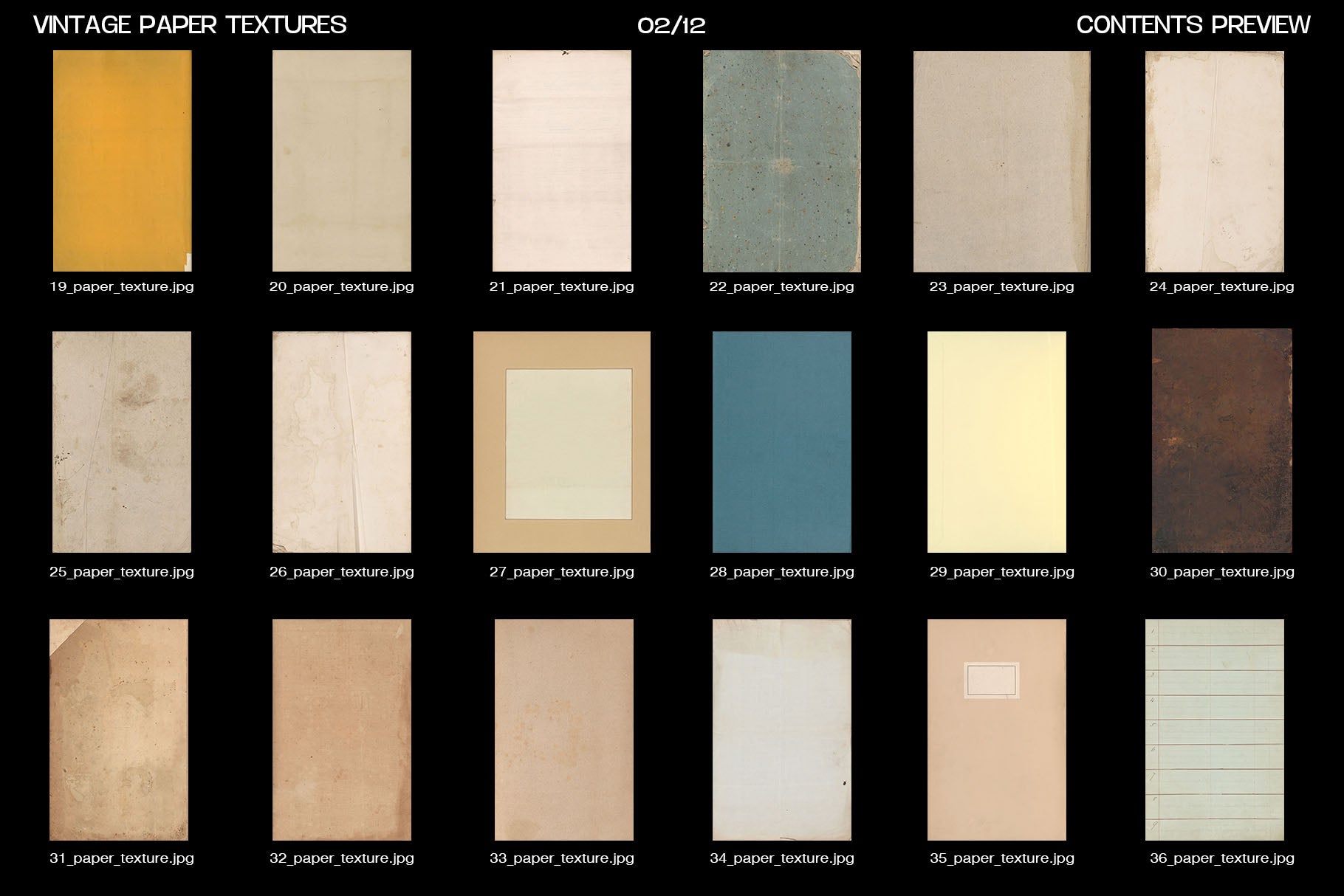 Studio2am 复古纸张纹理合集 200张高分辨率JPG设计素材包 含PSD模板与PDF Vintage Paper Textures