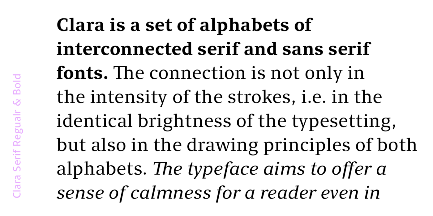Clara Sans Serif字体家族30款OTF 商业设计多语言排版衬线无衬线组合字体库