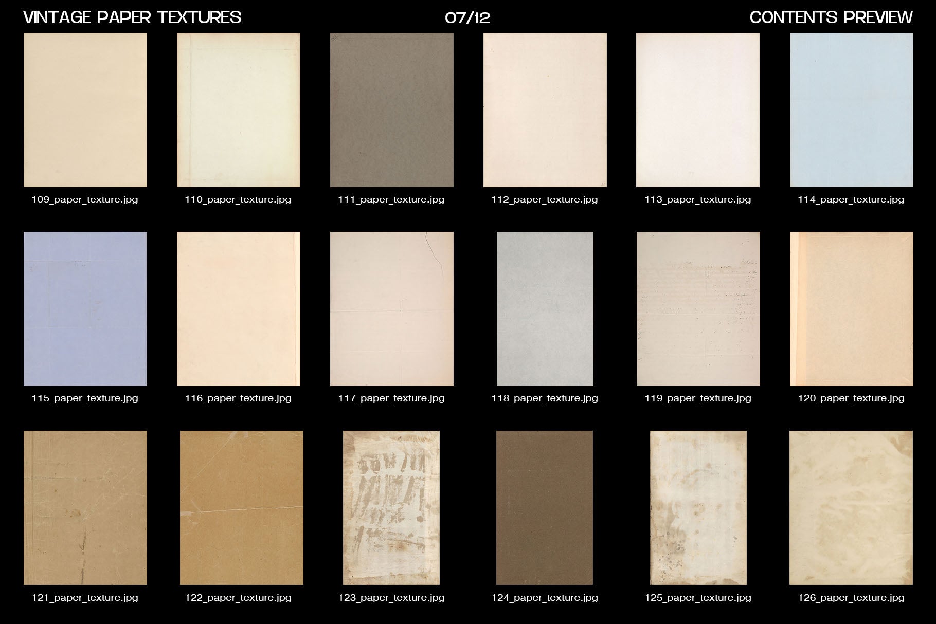 Studio2am 复古纸张纹理合集 200张高分辨率JPG设计素材包 含PSD模板与PDF Vintage Paper Textures