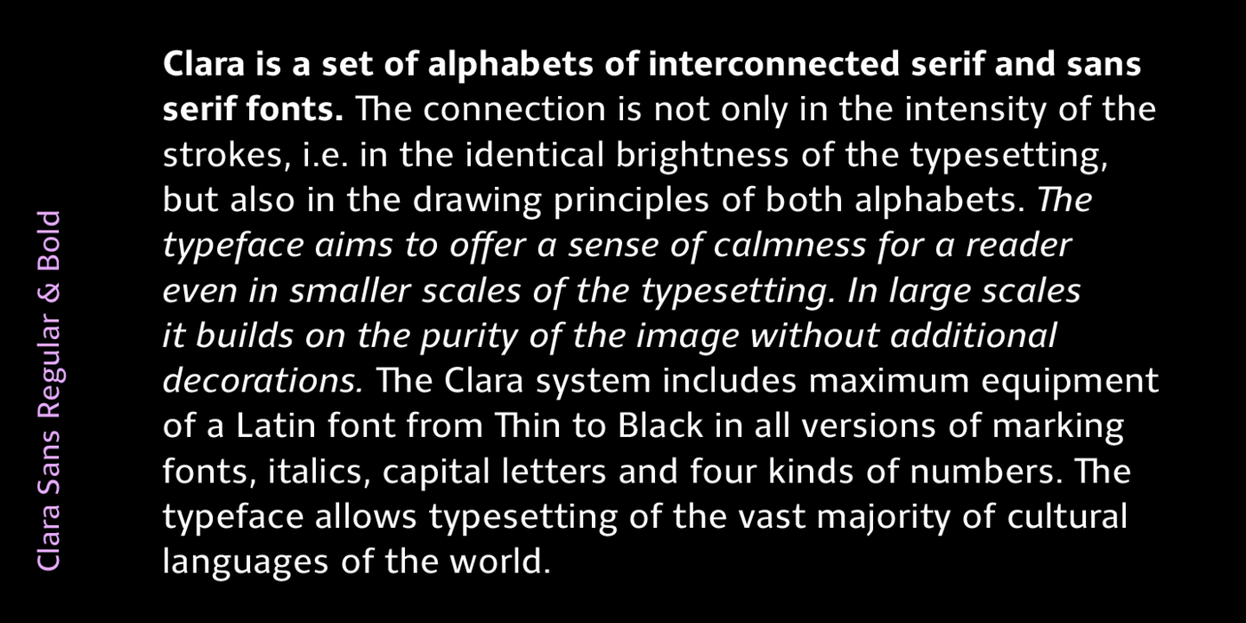 Clara Sans Serif字体家族30款OTF 商业设计多语言排版衬线无衬线组合字体库