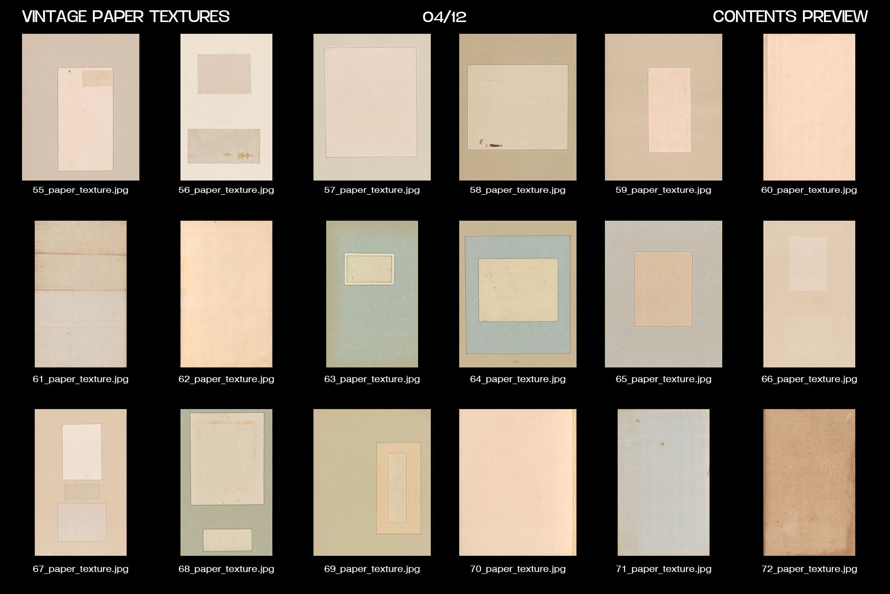 Studio2am 复古纸张纹理合集 200张高分辨率JPG设计素材包 含PSD模板与PDF Vintage Paper Textures