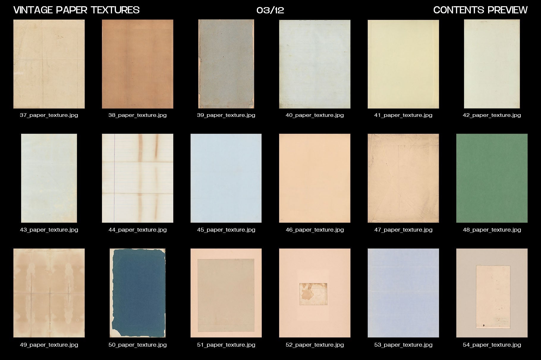 Studio2am 复古纸张纹理合集 200张高分辨率JPG设计素材包 含PSD模板与PDF Vintage Paper Textures