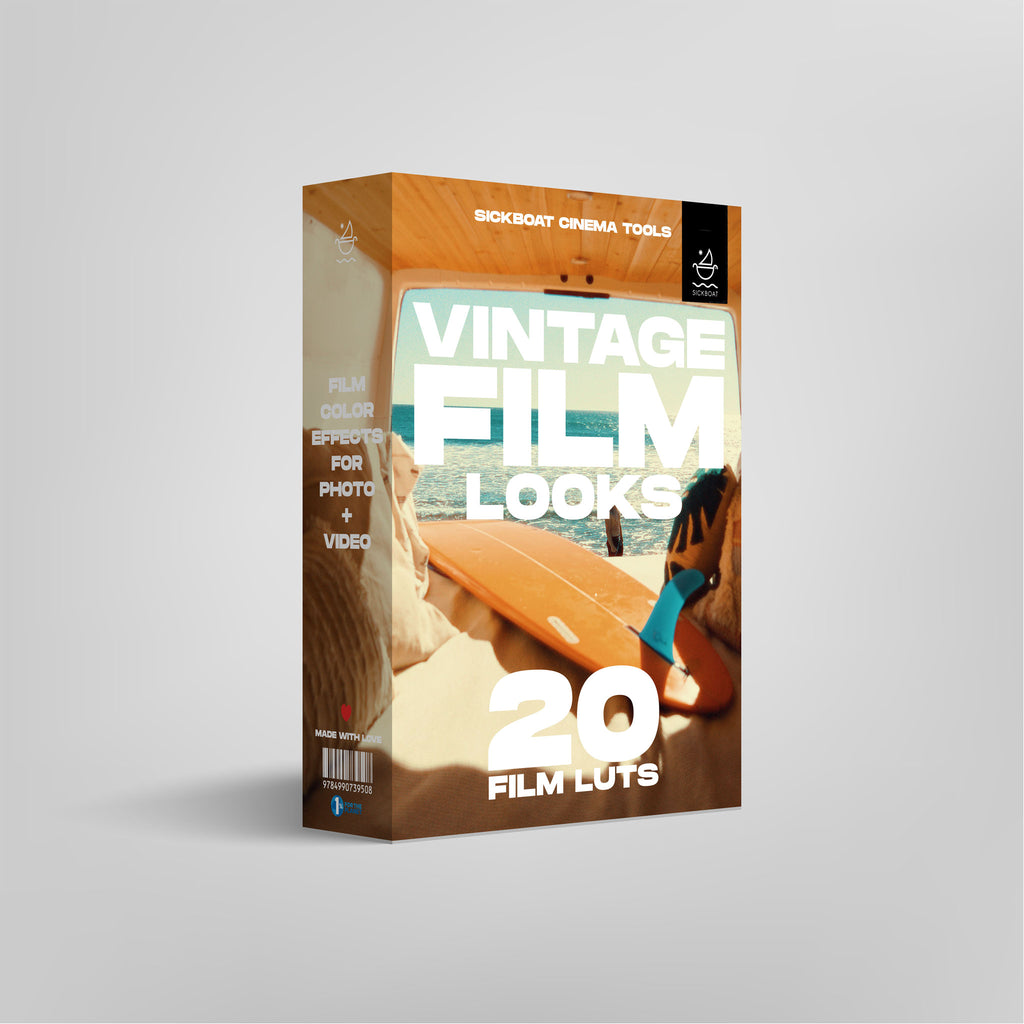 复古电影胶片LUT预设20款冷暖黑白效果 兼容PR/达芬奇/PS/FCPX视频照片调色滤镜包 Sickboat - VINTAGE FILM LOOKS | FILM LUTS | FILM COLOR EFFECTS