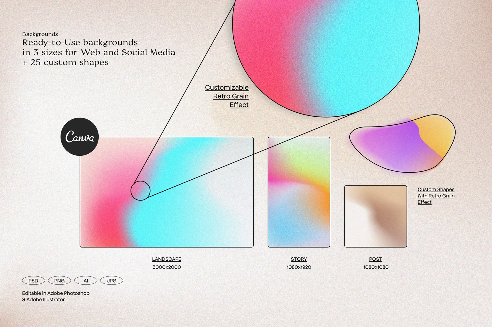 Sparrow and Snow - 安吉利斯复古渐变与形状Angeles Retro Gradients & Shapes