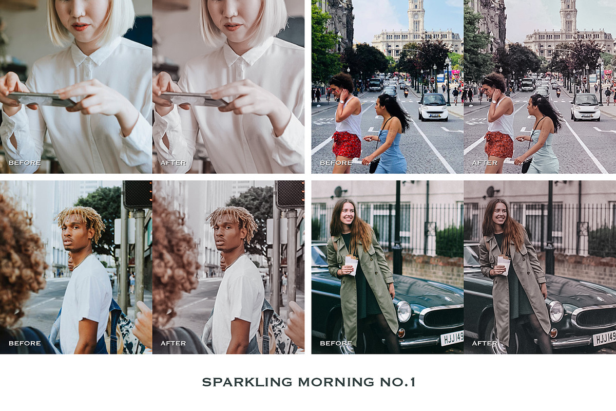 Lightroom预设4款手机电脑PS调色滤镜 人像博主旅行婚礼商业产品摄影后期DNG/XMP Sparkling Lightroom Presets Mobile