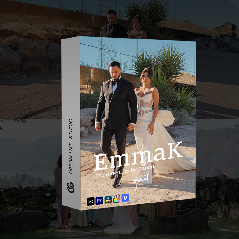 Emma K婚礼电影感LUTs预设包 5款.cube文件 柔和肤色温暖高光 专业视频后期调色滤镜