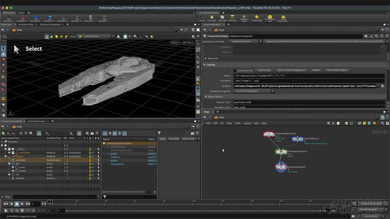 Houdini+Nuke科幻飞船场景灯光渲染合成教程 The Gnomon Workshop - Creating a Sci-Fi Sequence using Houdini Solaris