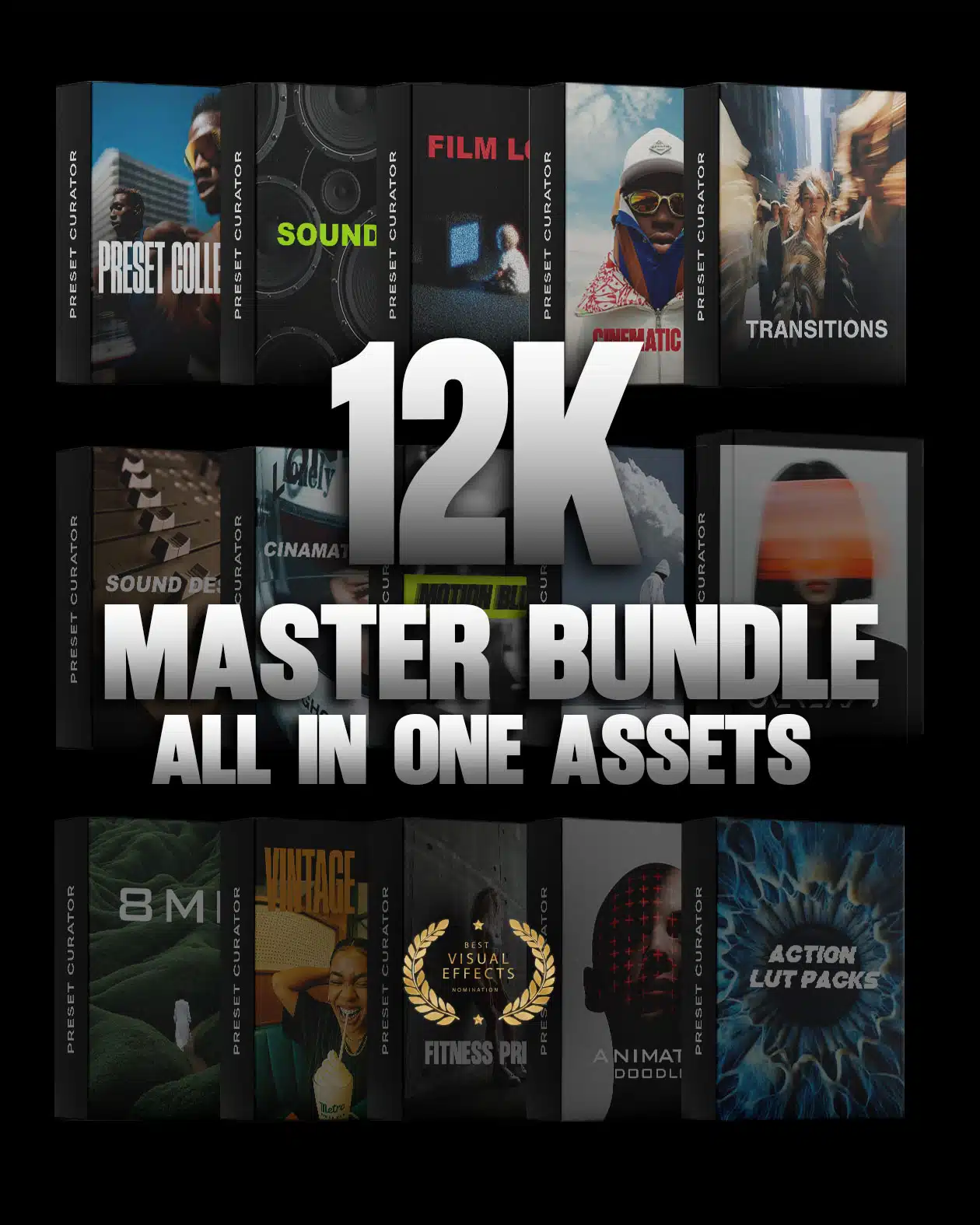 全能创意资源大师包12000+影视后期素材合集 LUT预设/过渡/音效/动态图形/PS笔刷/LR预设
