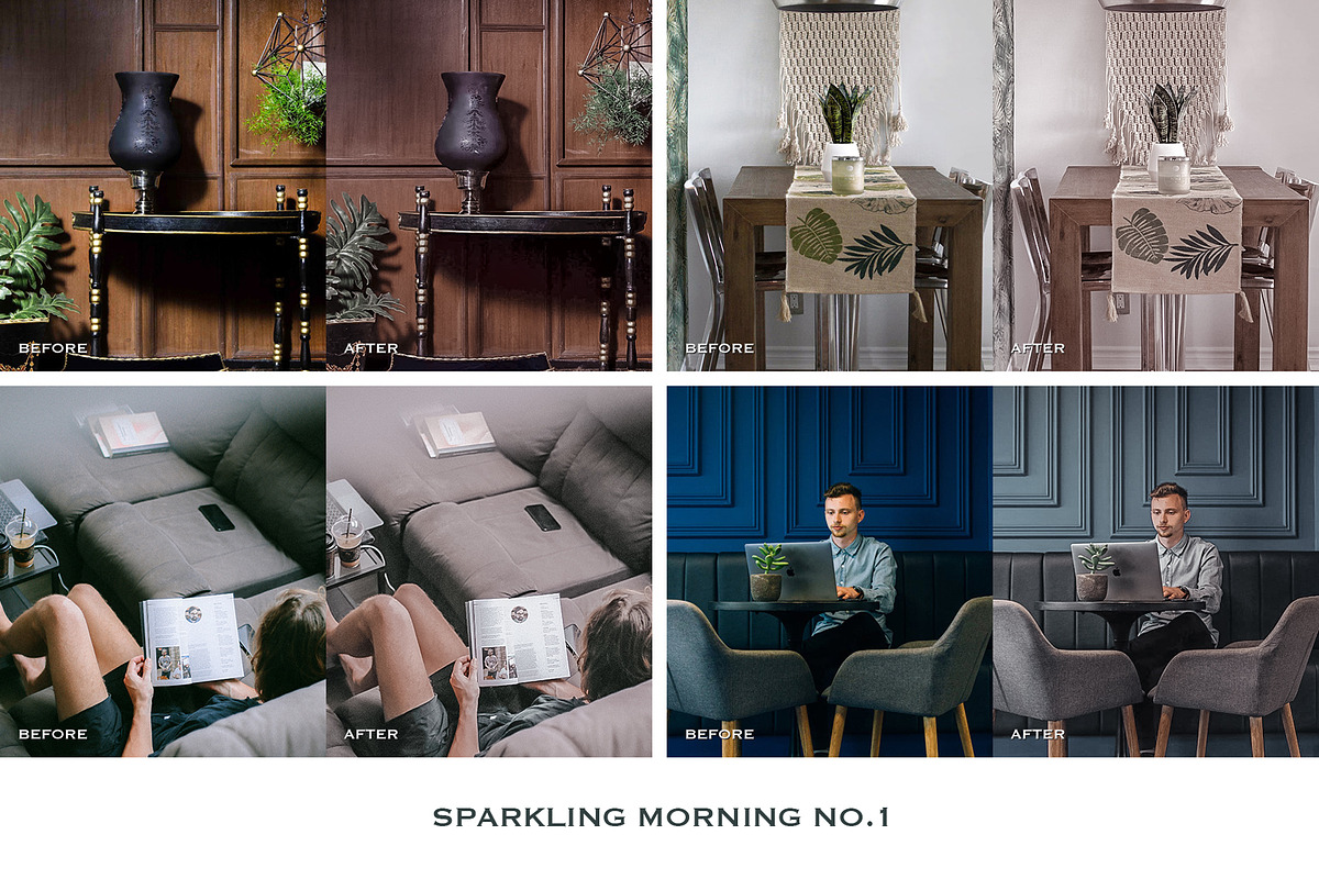 Lightroom预设4款手机电脑PS调色滤镜 人像博主旅行婚礼商业产品摄影后期DNG/XMP Sparkling Lightroom Presets Mobile