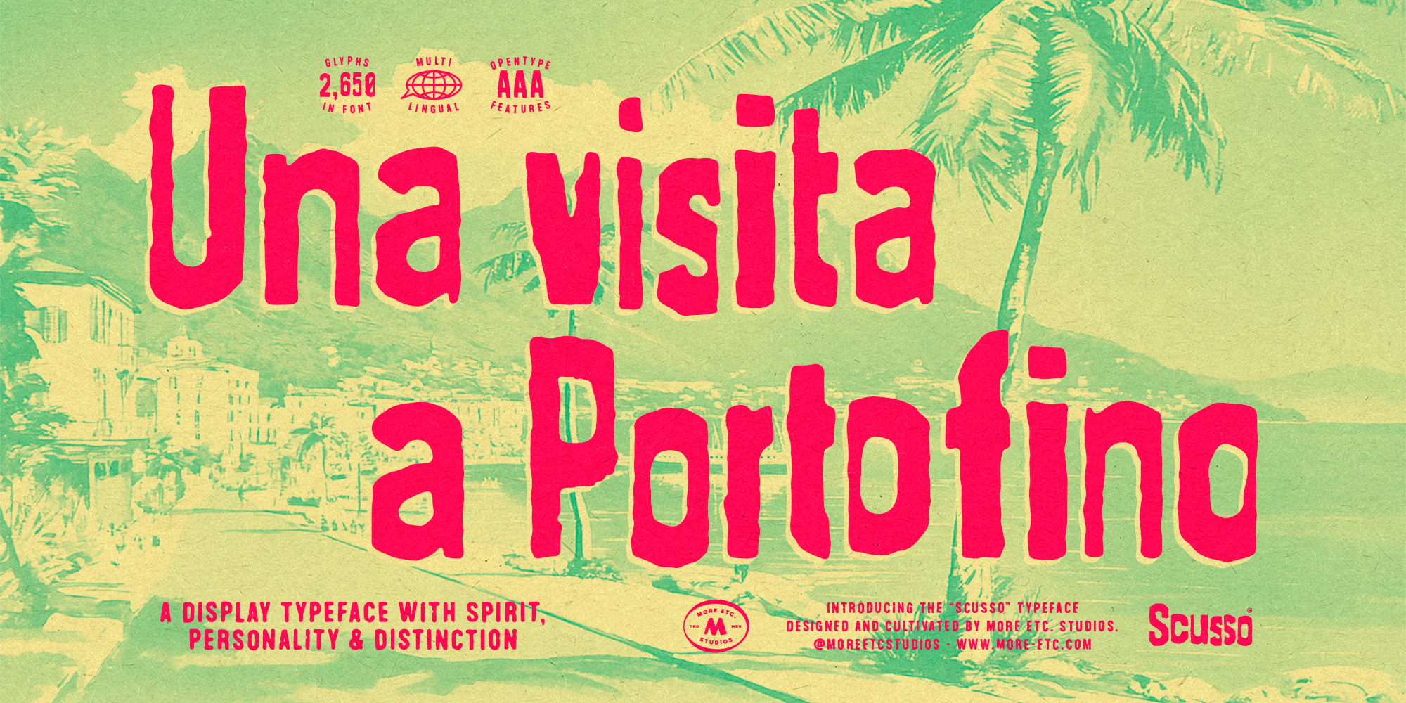 Scusso复古剪贴字体家族2650字形8种字符替代 手工感海报专辑书籍封面包装设计字体 MyFonts - Scusso Font Family