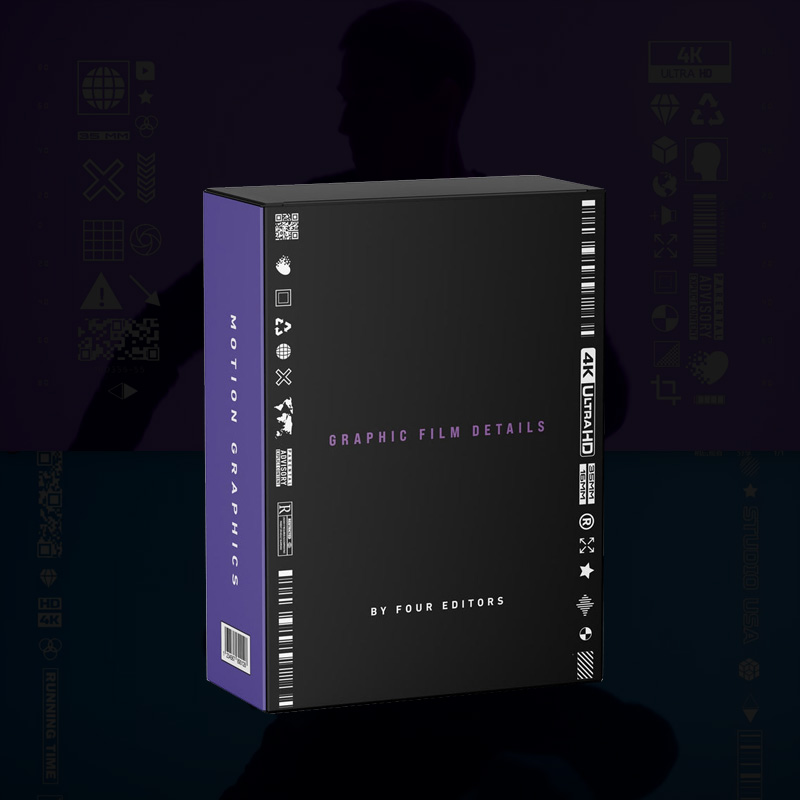 视频叠加素材 电影感图像胶片细节特效层 4K高清PR/达芬奇/FCPX/剪映模板竖屏可用 Foureditors - Graphic Film Details