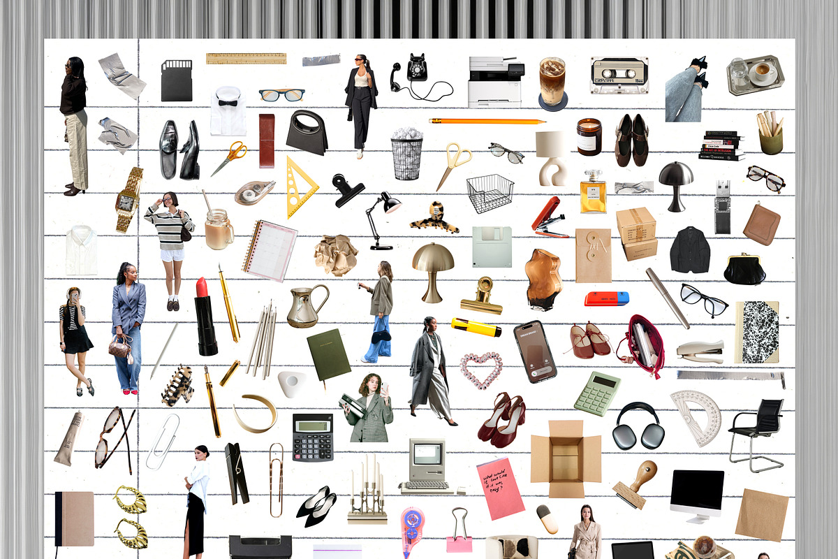 职场风拼贴素材包 PNG免抠贴纸 Office Siren Collage Pack