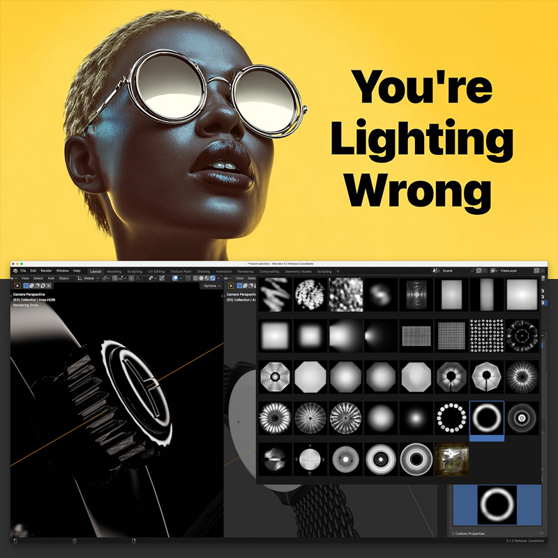 Blender灯光管理神器 Light Wrangler v3.3.4 照明插件 支持HDRI/Gobo/IES 直觉定位布光
