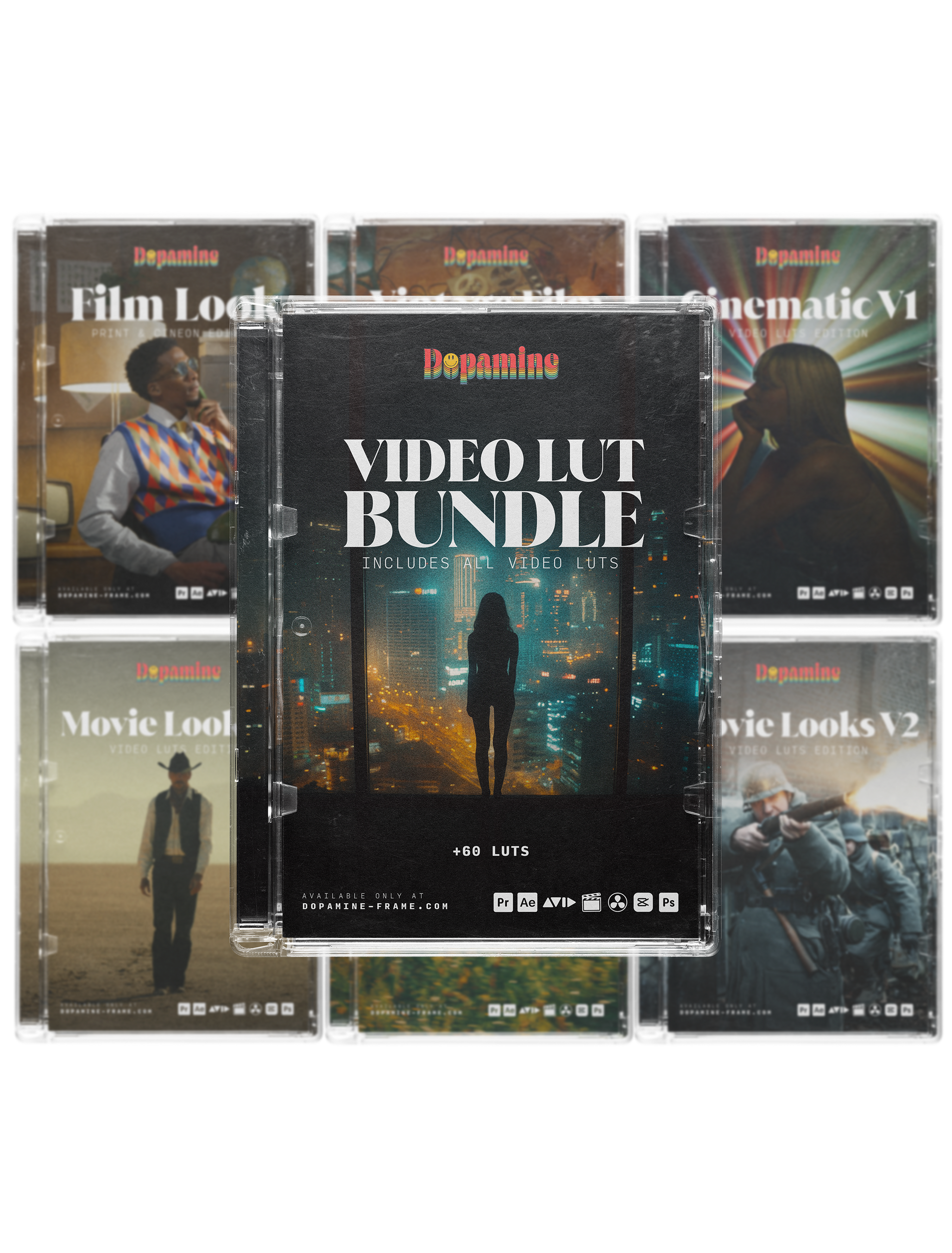 60+高级电影感LUT调色套装 含Halation胶片光晕Powergrade 支持AE/PR/达芬奇/FCPX/剪映 Dopamine Frame - The Complete LUT Bundle